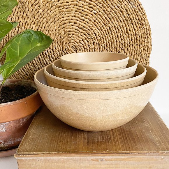 Ellingers Kitchen Vtg Ellingers Agatized Wood Set 4 Nesting Mixing